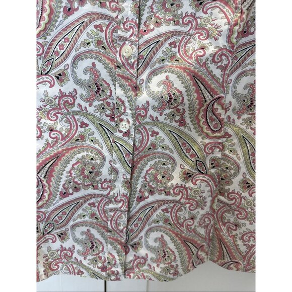 Charter Club Shirt Womens 12 Button Up Collared Long Sleeved Paisley Pink Green - Picture 5 of 13